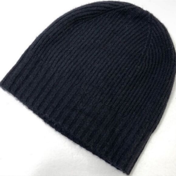 NORDSTROM 100% Cashmere NWT Black Knit Beanie Hat